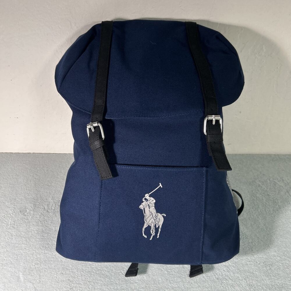 Polo Ralph Lauren P Wing Shield Logo Backpack Top Strap Pouch Magnet Pony Blue